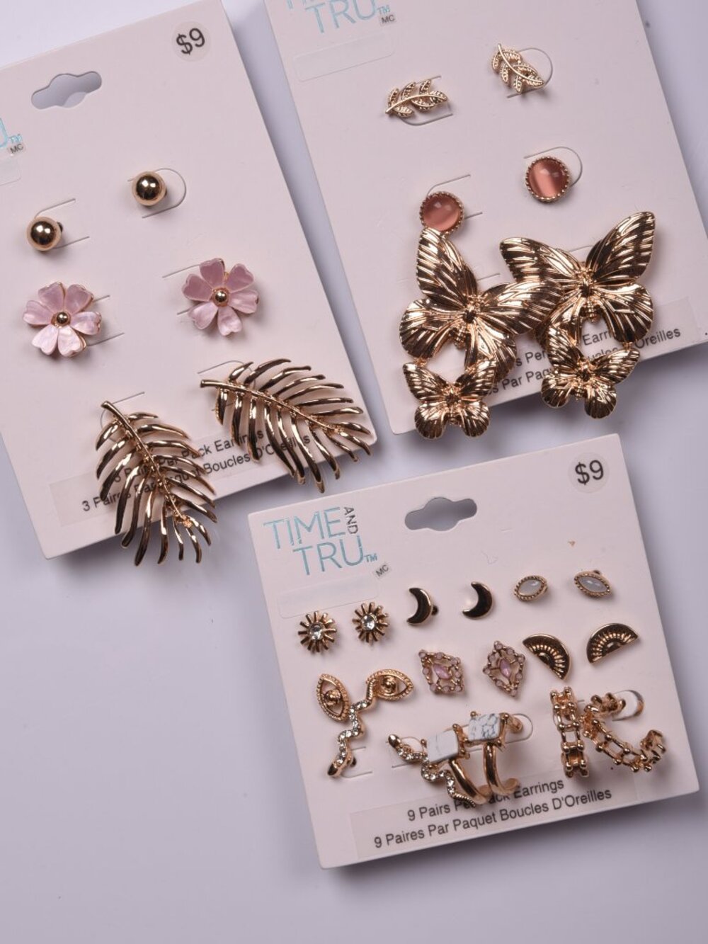 Mixed Fashion Earring Lot – Time and Tru & George Jewelry (3 Card Set)